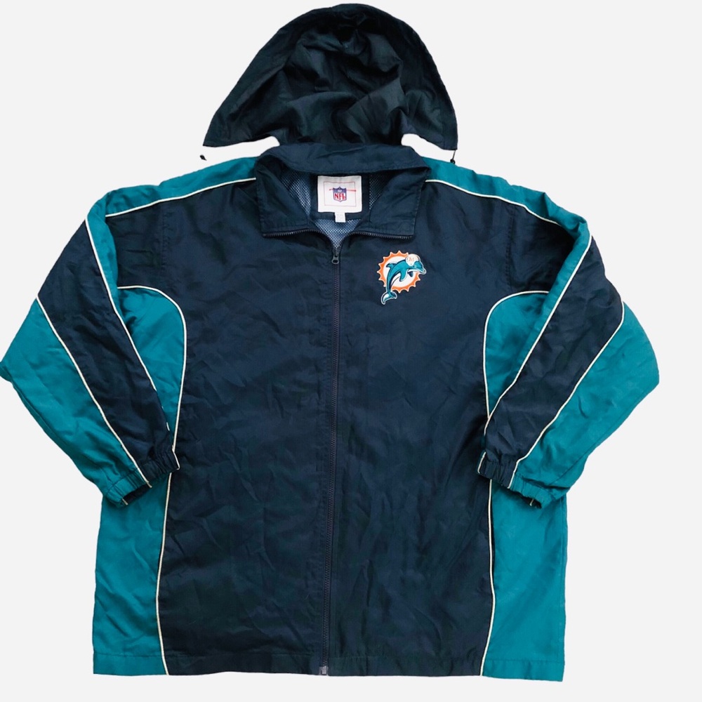 Vintage 90’s Miami Dolphins NFL Nylon Hooded Sports Jacket Men's XL